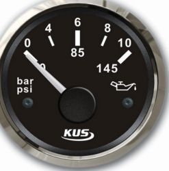 Yağ Basınç Göstergesi 5 Bar 12/24V Ø52mm Siyah