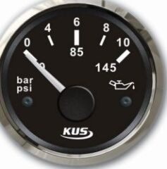 Yağ Basınç Göstergesi 5 Bar 12/24V Ø52mm Siyah